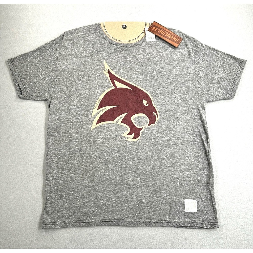 Texas State Bobcats Retro Brand Men's XL Gray Graphic T-Shirt NCAA NWT